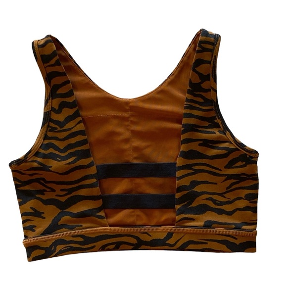 Brown & Black Zebra Print Workout Top Elastic Size S. Great Condition! The 12. - Picture 2 of 8